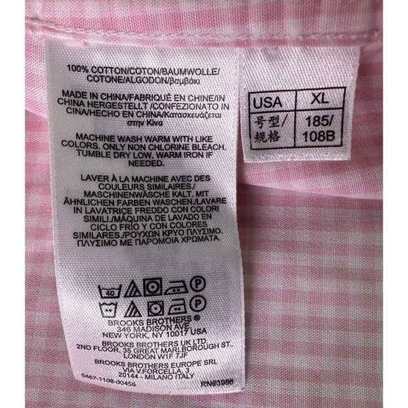 Brooks Brothers Regent Pink Gingham Check Button Down Shirt Mens XL 1818 Cotton - Picture 4 of 11